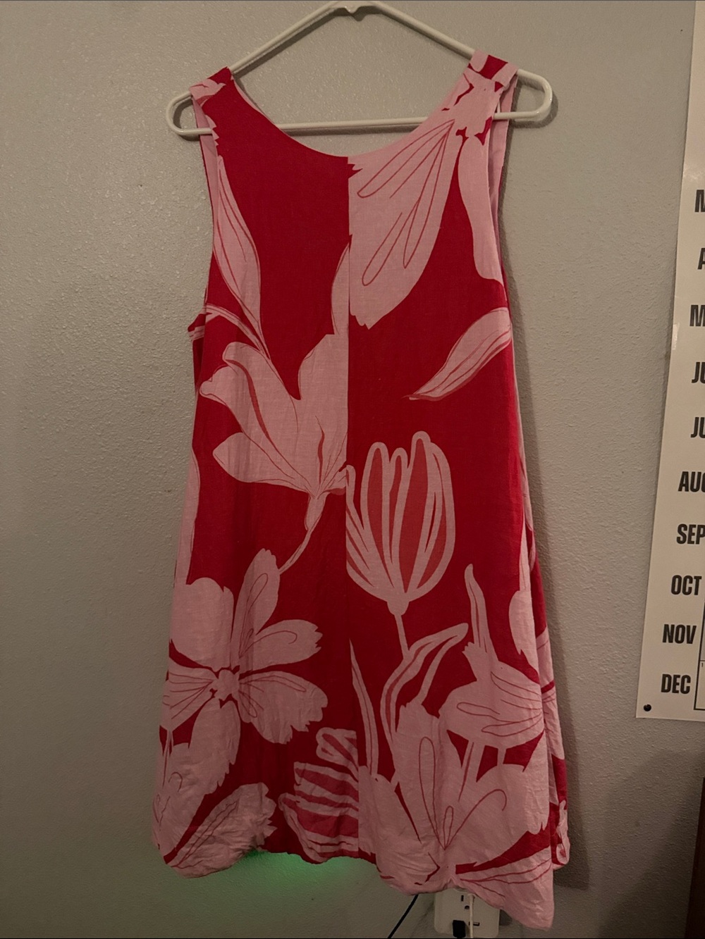 Red and Pink Floral A-Line Dress